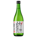 A green glass bottle of Japanese sake with a black cap and a white label featuring red and black text, shown against a plain white background.