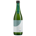 A bottle of Sakari matcha tea sake on a solid white background. The bottle is dark green glass with a white label featuring a green geometric pattern and gold Japanese characters.