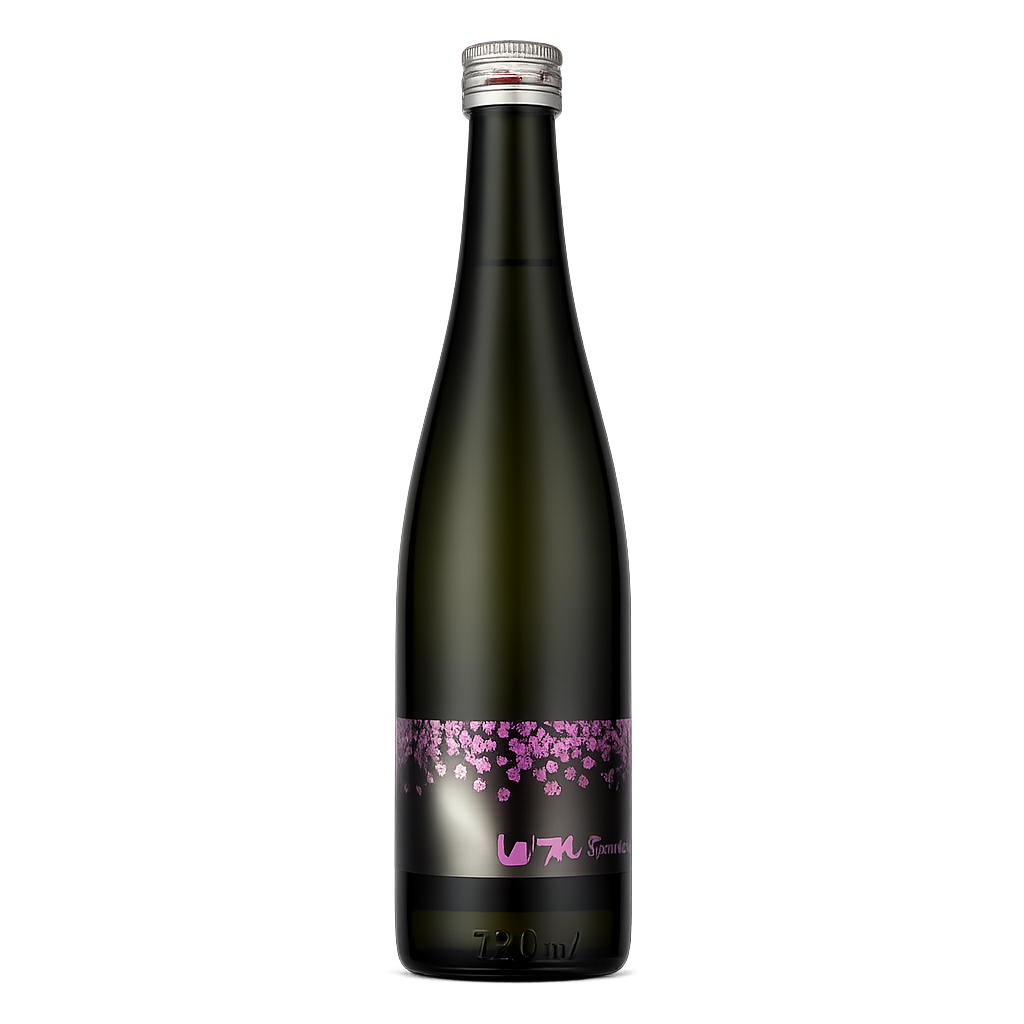 A dark glass bottle of La 7k Sparkle sparkling wine with a silver screw cap and a purple floral label band, shown on a plain white background.